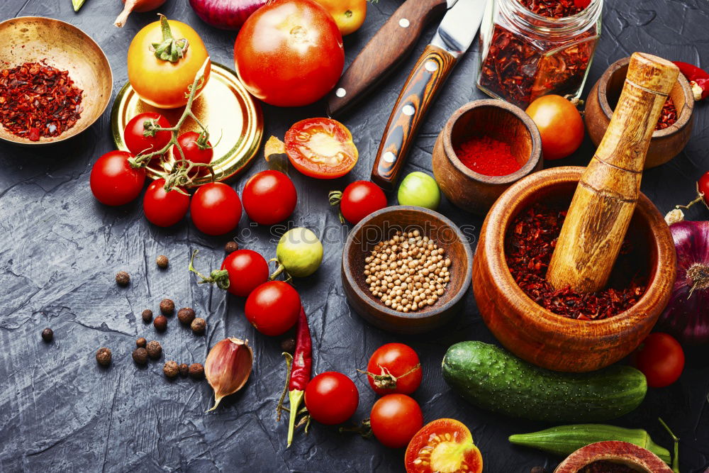 Similar – Image, Stock Photo empty kitchen cutting and fresh red cherry tomatoes