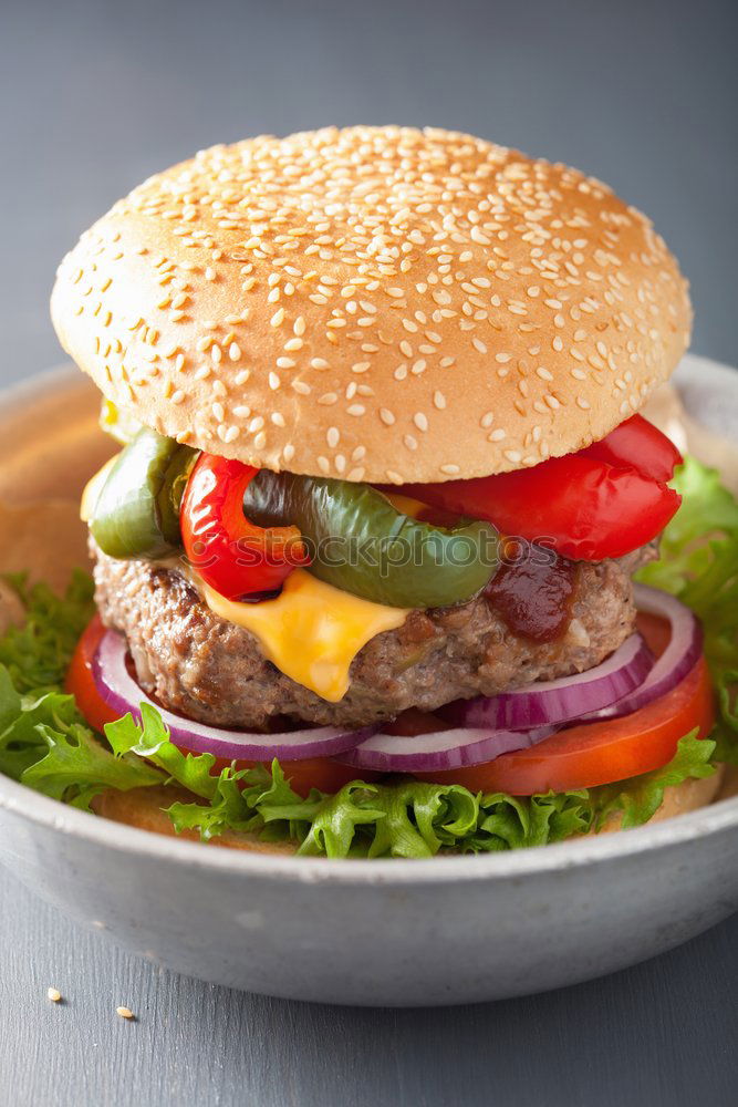 Similar – Image, Stock Photo burger with a meatball and vegetables