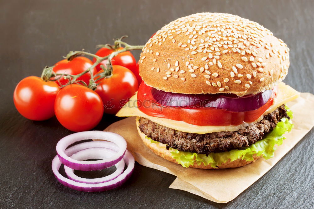 Similar – Image, Stock Photo burger with a meatball and vegetables