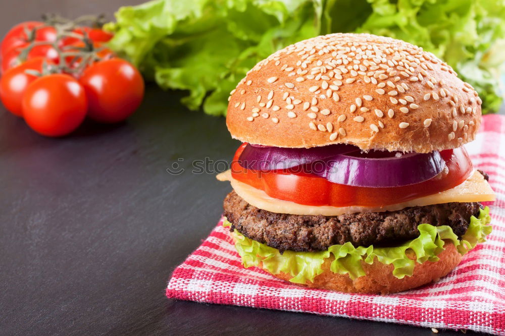 Image, Stock Photo burger with a meatball and vegetables