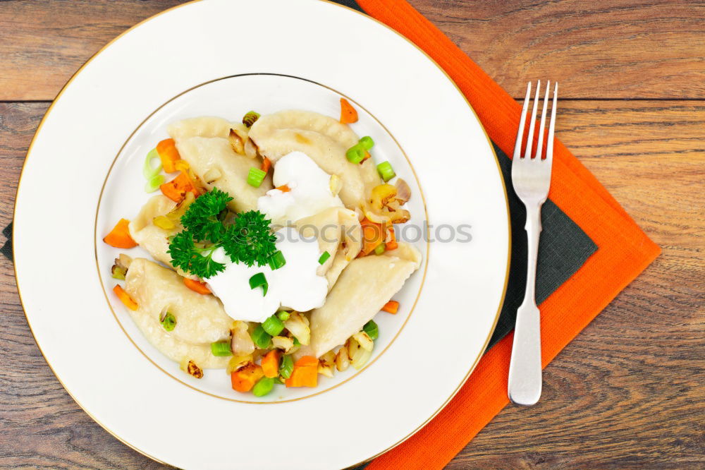 Similar – Image, Stock Photo Spicy Cooking . Frying pan with onion, garlic and chili