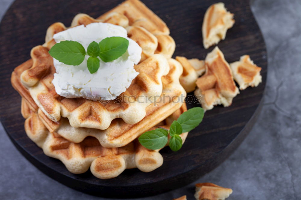 Similar – Image, Stock Photo Breakfast belgian with waffles with ice