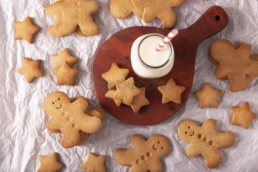 Similar – Image, Stock Photo Cooking cookies with cookie cutters on a dark table