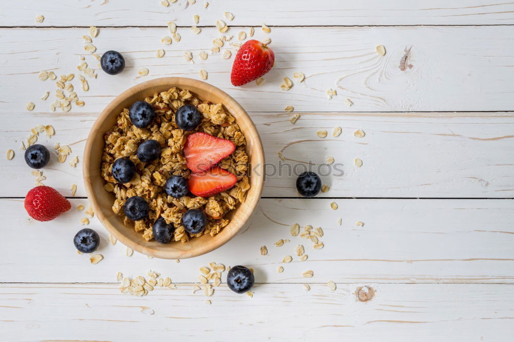 Similar – Image, Stock Photo Oatmeal, mint and berries