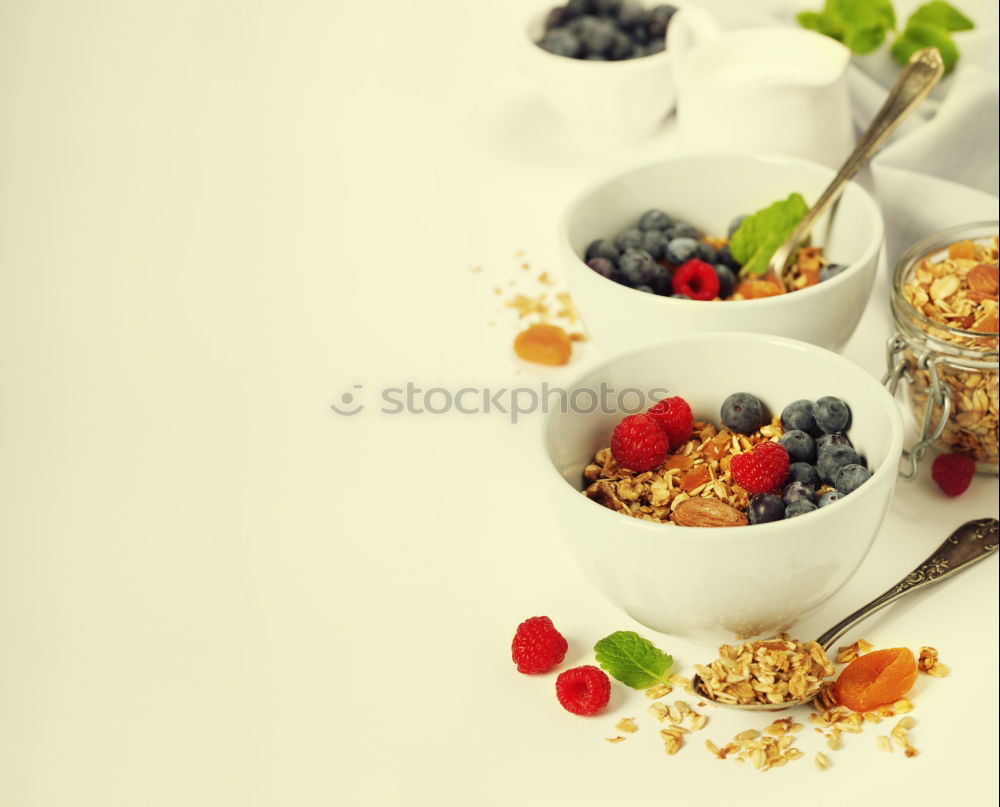 Similar – Image, Stock Photo Oatmeal, mint and berries