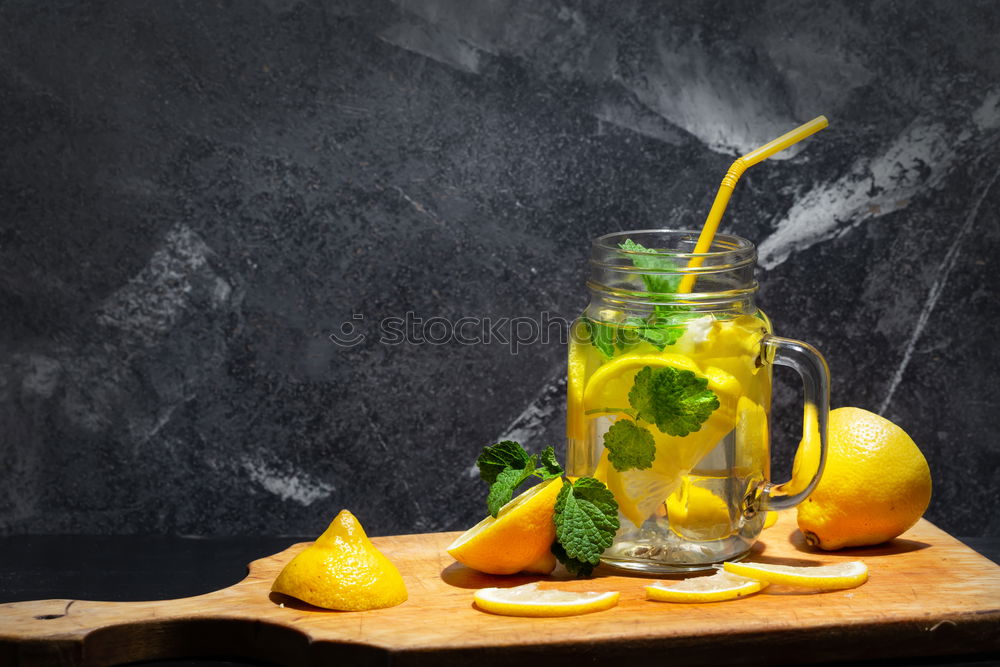 Image, Stock Photo Homemade refreshing drink with lemon juice and mint