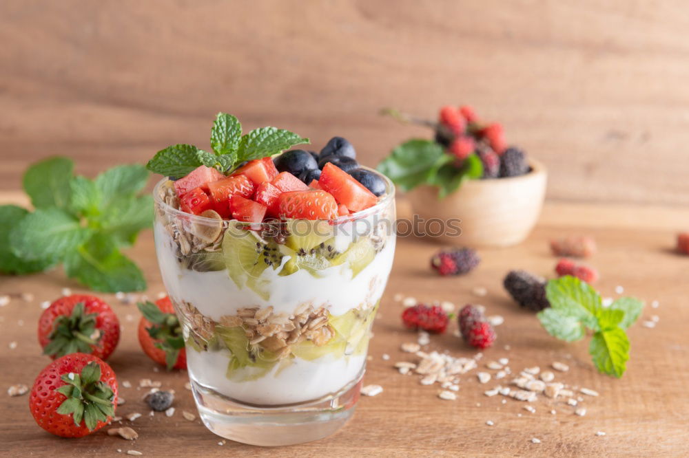 Similar – Chia yogurt with raspberries in a glass cup