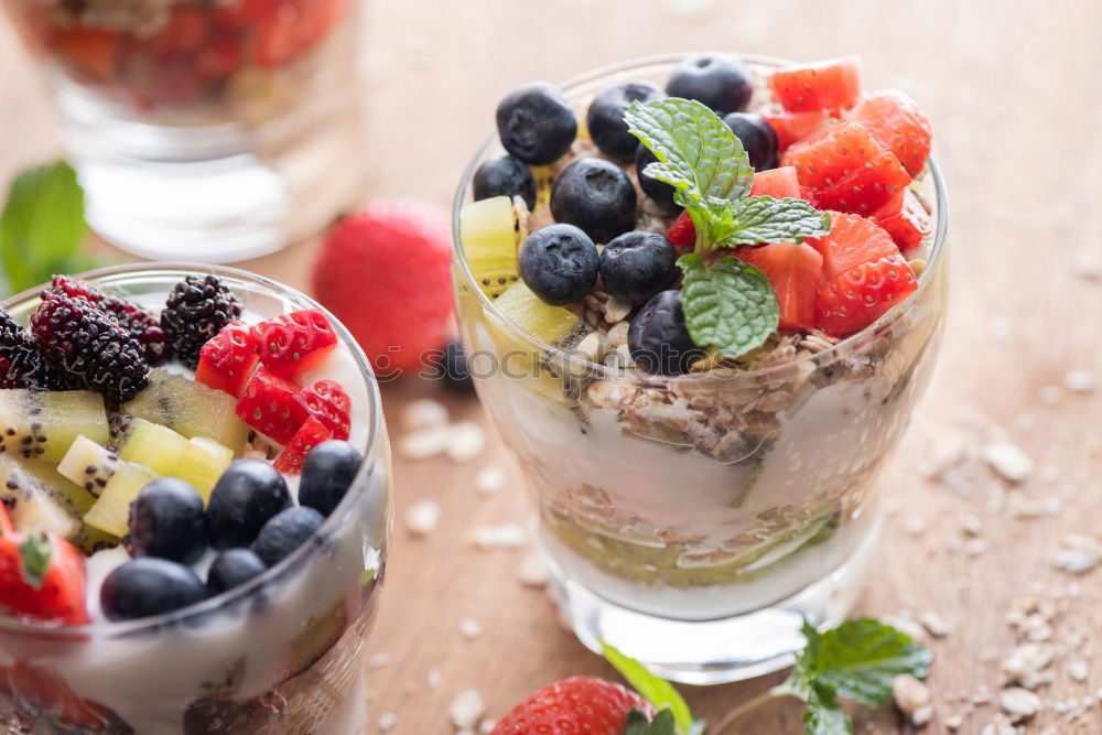 Similar – Chia yogurt with raspberries in a glass cup