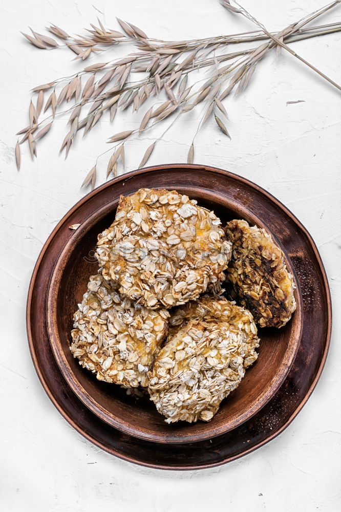 Similar – Image, Stock Photo round cookies made from oat flakes