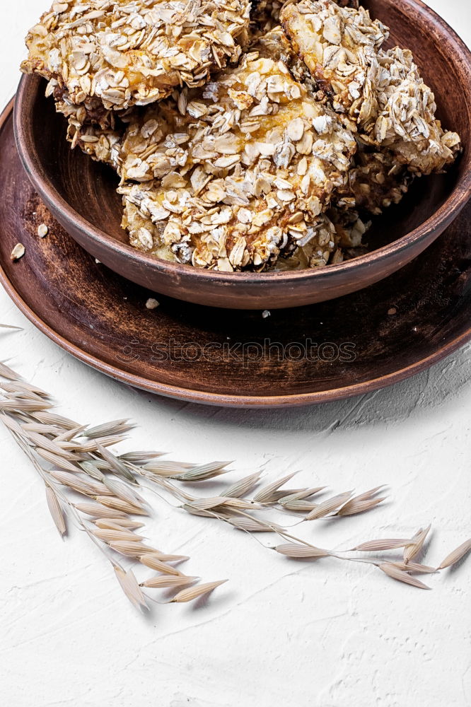 Similar – Image, Stock Photo round cookies made from oat flakes