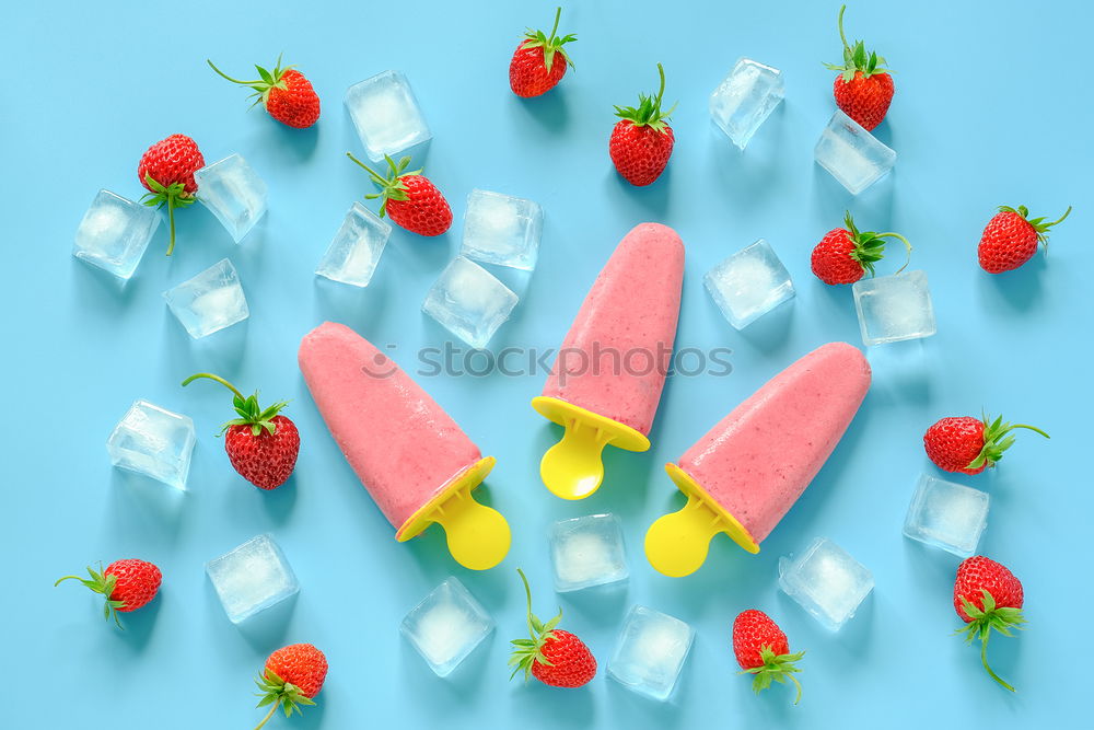 Image, Stock Photo Waffles, brownie and smoothie with red berries.