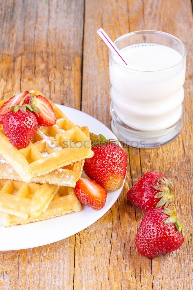 Similar – Image, Stock Photo Breakfast belgian with waffles with ice cream