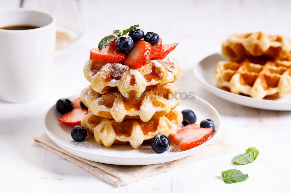 Similar – Image, Stock Photo Breakfast belgian with waffles with ice cream