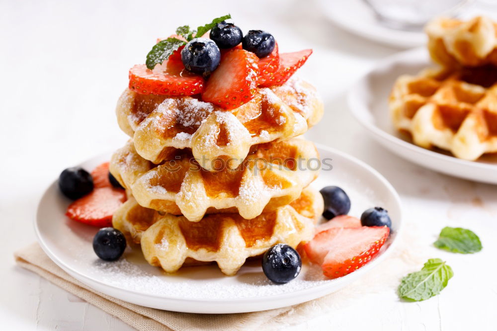 Similar – Image, Stock Photo Breakfast belgian with waffles with ice cream