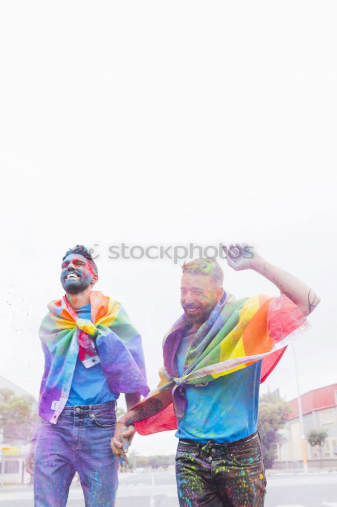 Similar – Image, Stock Photo Girls making fun and play with Color powder