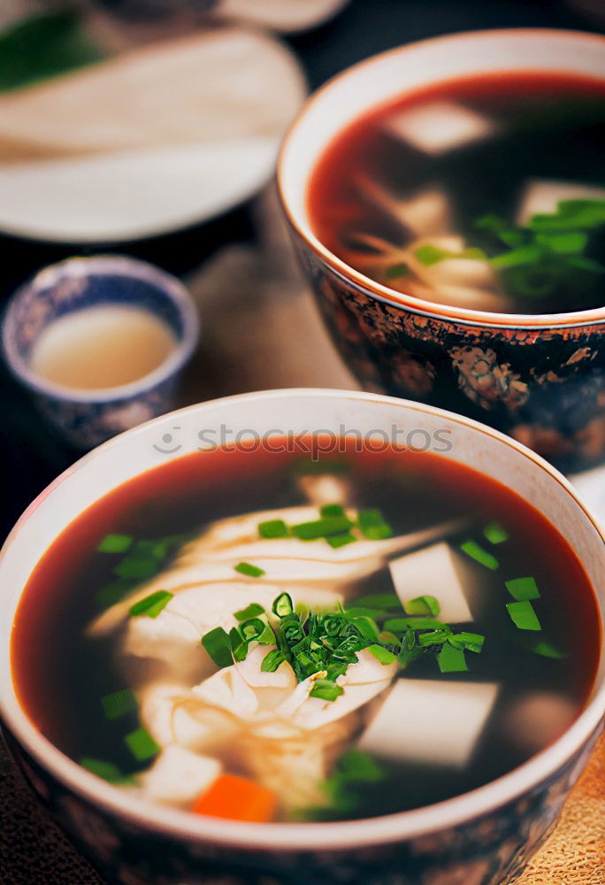 Similar – Image, Stock Photo Ramen with noodles, egg and scallion