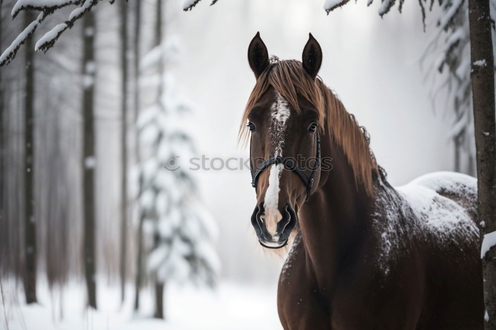 Image, Stock Photo Horse in snowy paddock