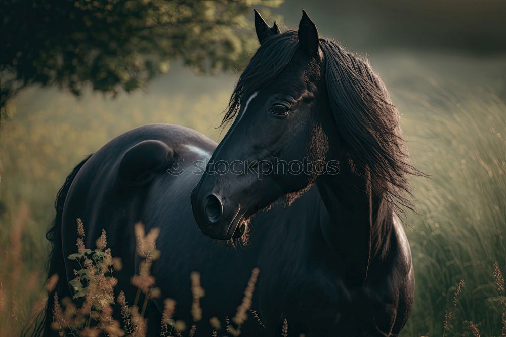 Similar – Image, Stock Photo Horses on meadow in fog