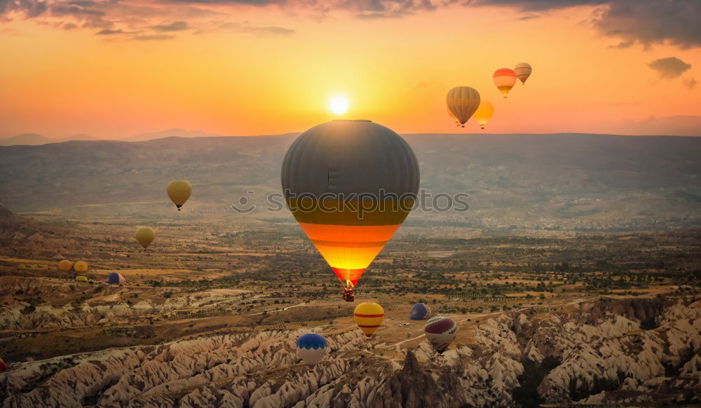 Similar – Image, Stock Photo Birds and hot air balloons above Bagan