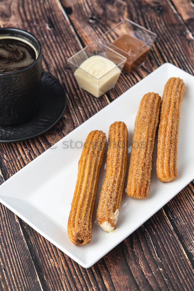 Similar – Image, Stock Photo Vegetable roasts from above on slate plate