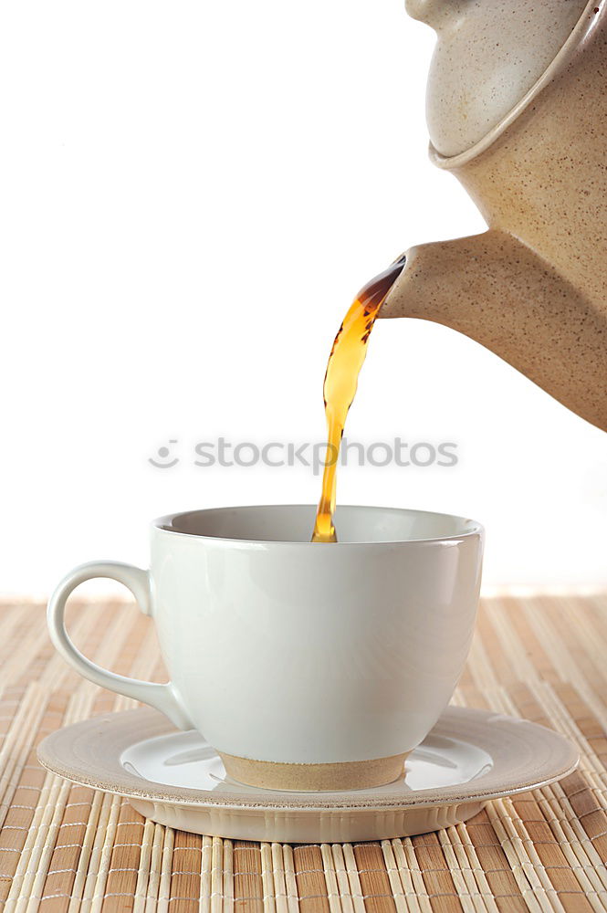 Image, Stock Photo Two woman hands hold big cup of green tea over canvas