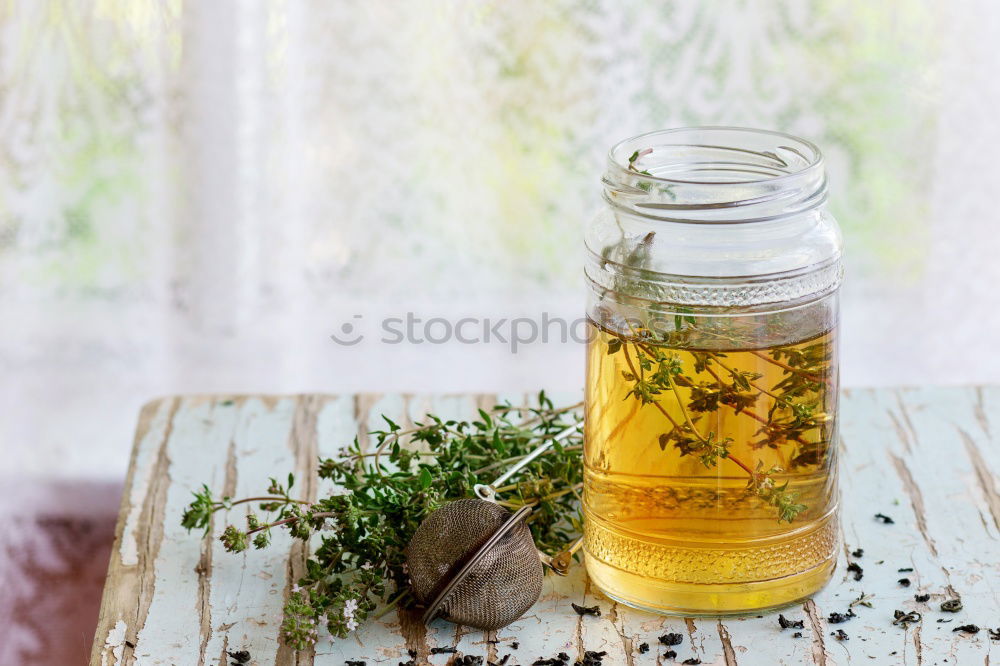 Similar – Image, Stock Photo Jar with Linden blossom on wooden table