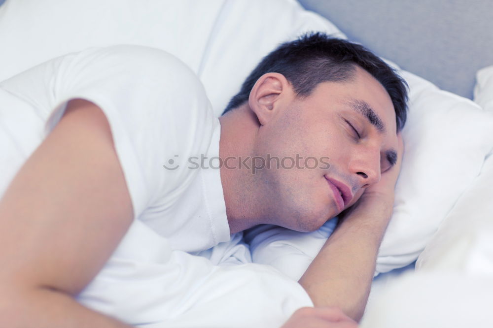 Similar – Image, Stock Photo Young man sleeping with his dog