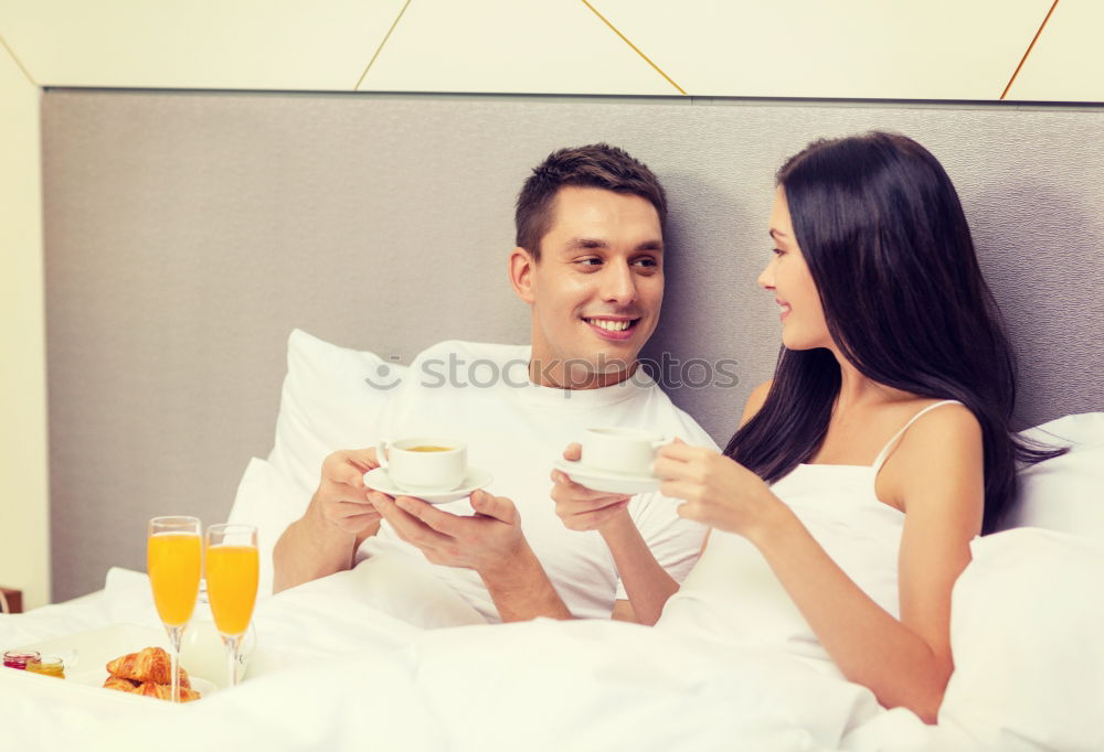 Similar – Image, Stock Photo Couple having breakfast in hotel