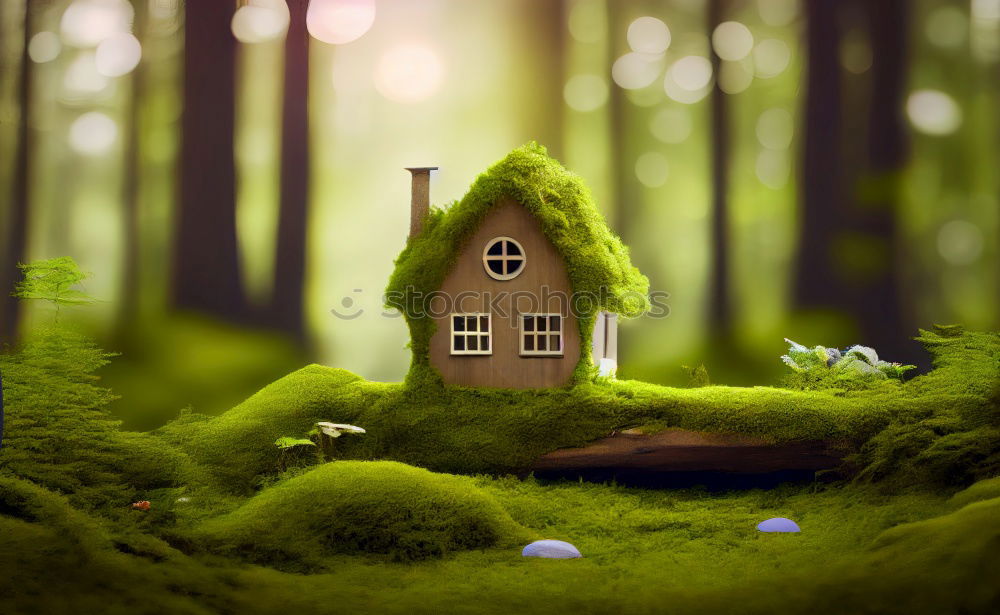 Similar – Image, Stock Photo Bird house on a tree among the green leaves