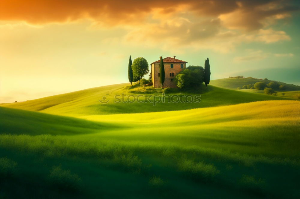 Similar – Spring in the fields of Tuscany in the sunset