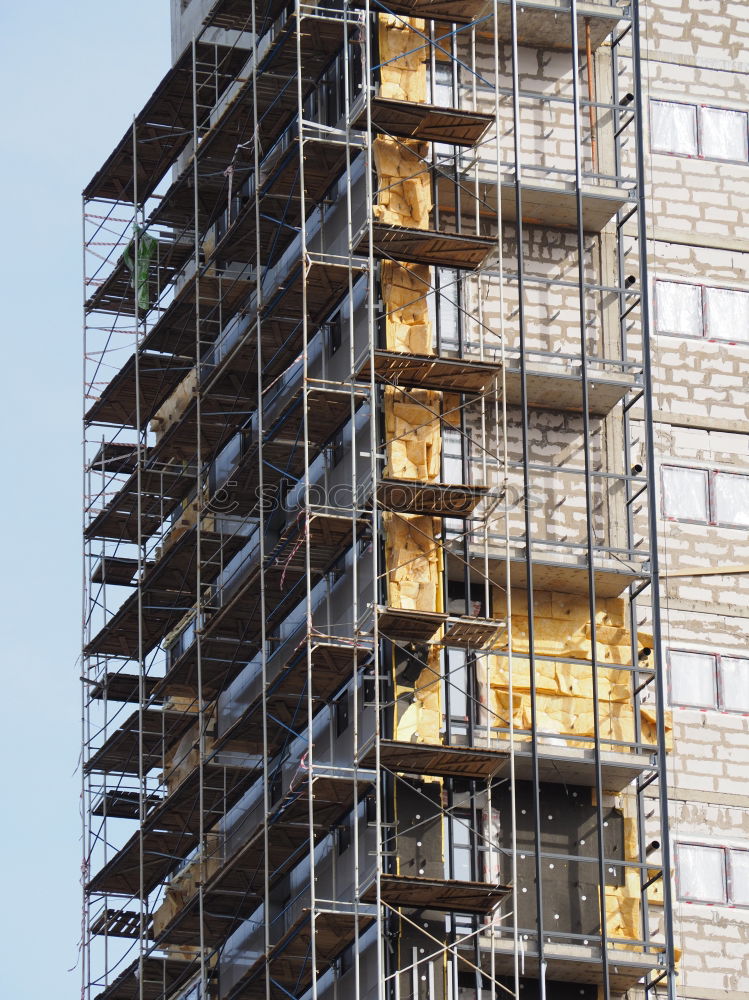 Similar – Foto Bild Bauzaun aus Holz vor dem Neubau eines Wohnhaus mit Baugerüst am ehemaligen Hafen in Offenbach am Main in Hessen