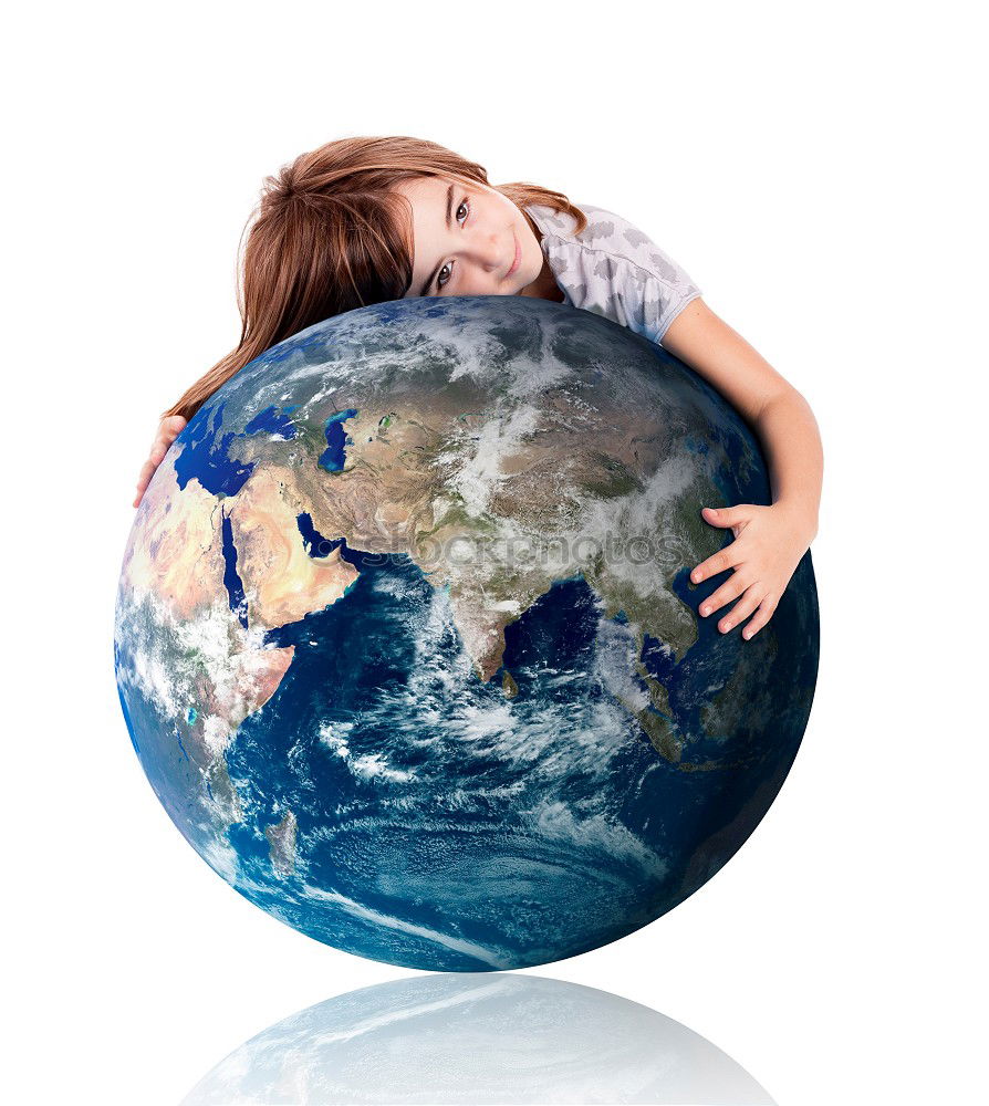 Similar – Pupil girl pointing at globe