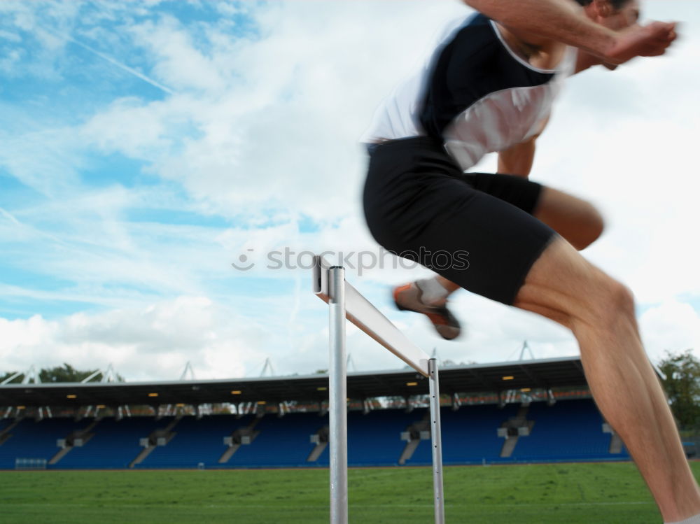 Image, Stock Photo Disabled man athlete stretching with leg prosthesis.