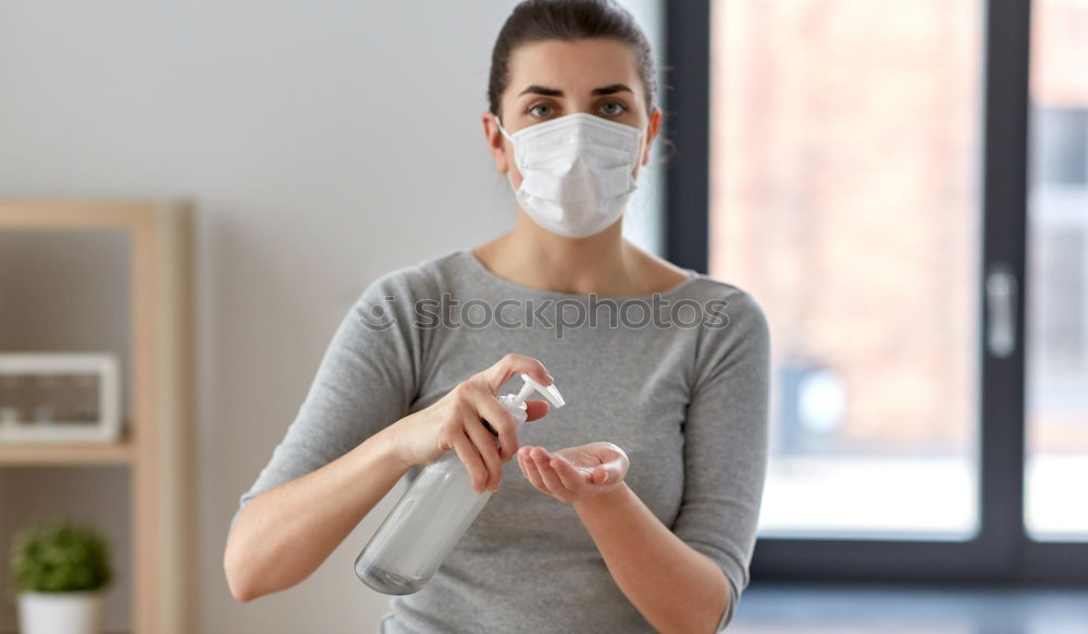Image, Stock Photo Nurse with mouth guard examines laboratory sample