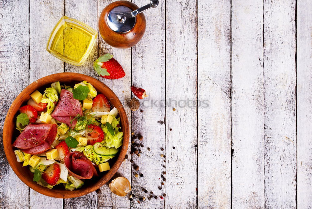 Similar – Image, Stock Photo Ingredients for rice beans stew with minced meat