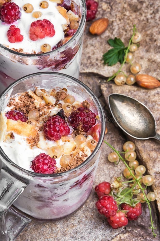 Similar – Chia yogurt with raspberries in a glass cup