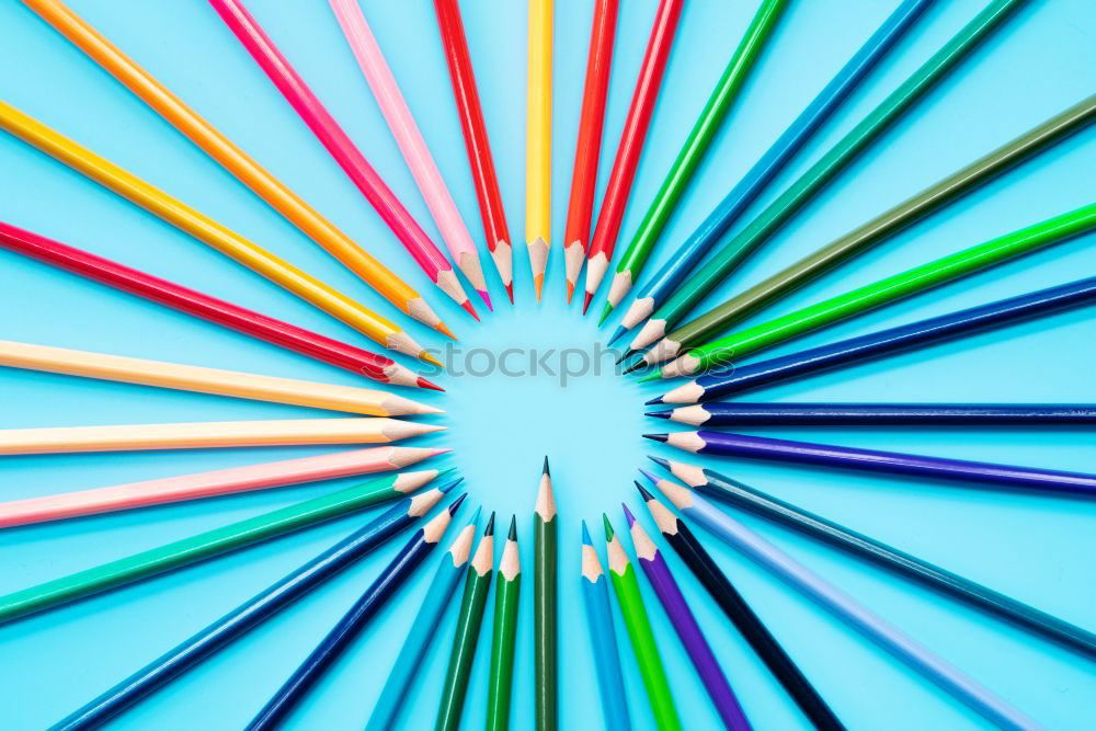 Similar – Image, Stock Photo Idea sharing concept, multicolored pencils on blue background