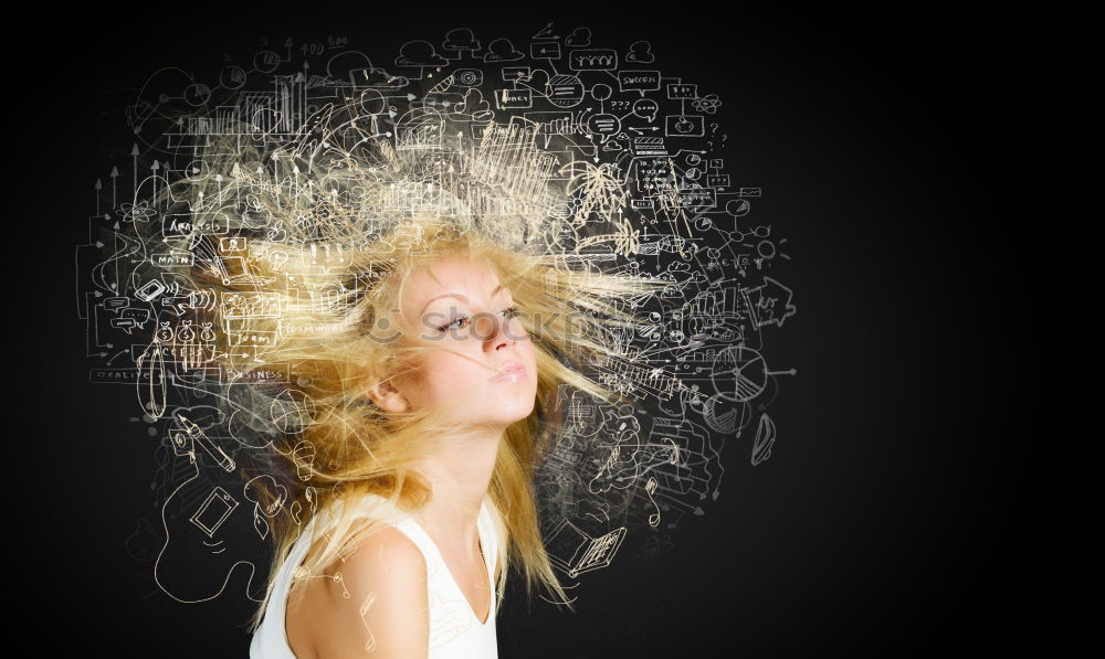 Similar – Image, Stock Photo Woman with fluorescent tracks on face