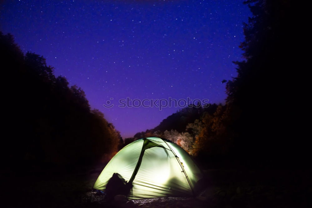 Similar – Image, Stock Photo Evening lit tent in camping