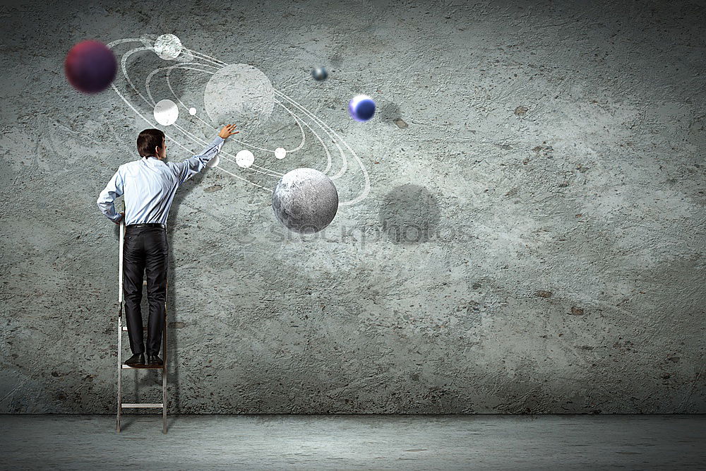 Similar – Image, Stock Photo businessman standing with VR headset on concrete floor and holding red balloon in hand in front of lot other colorful balloons