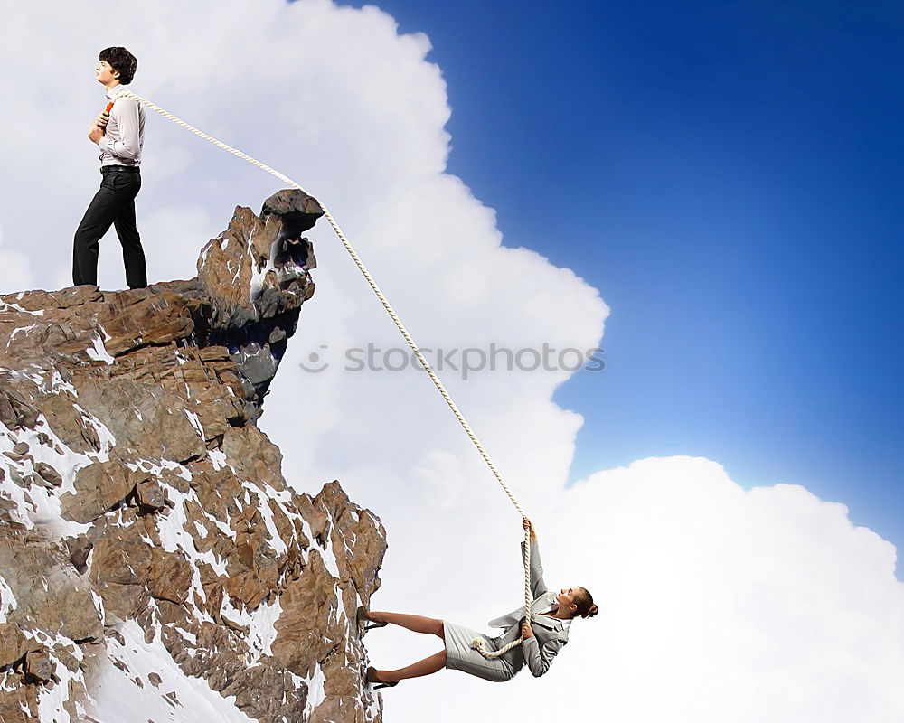 Image, Stock Photo Climbing team charging for the summit.