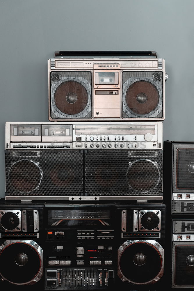 Similar – Image, Stock Photo Retro cassette player with headphones on grey background