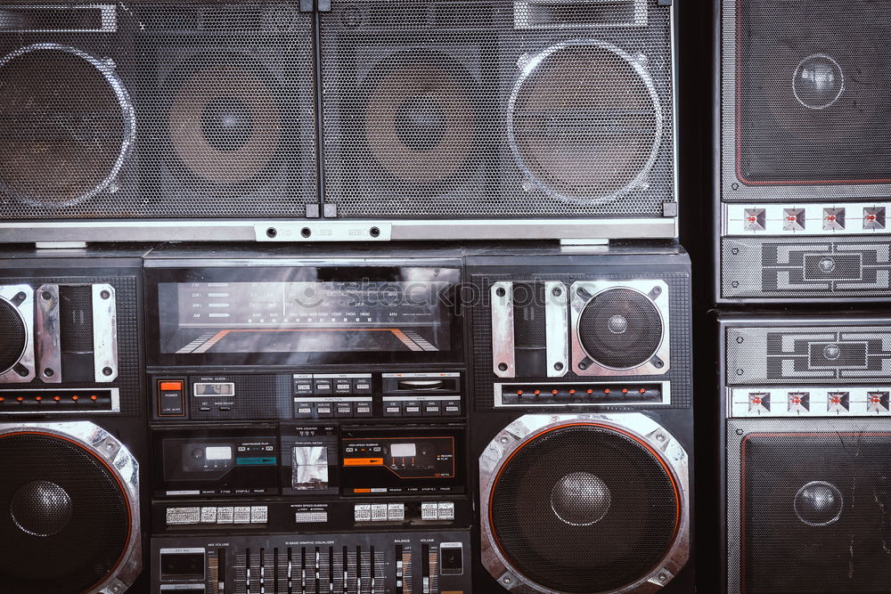 Similar – Image, Stock Photo Retro cassette player with headphones on grey background