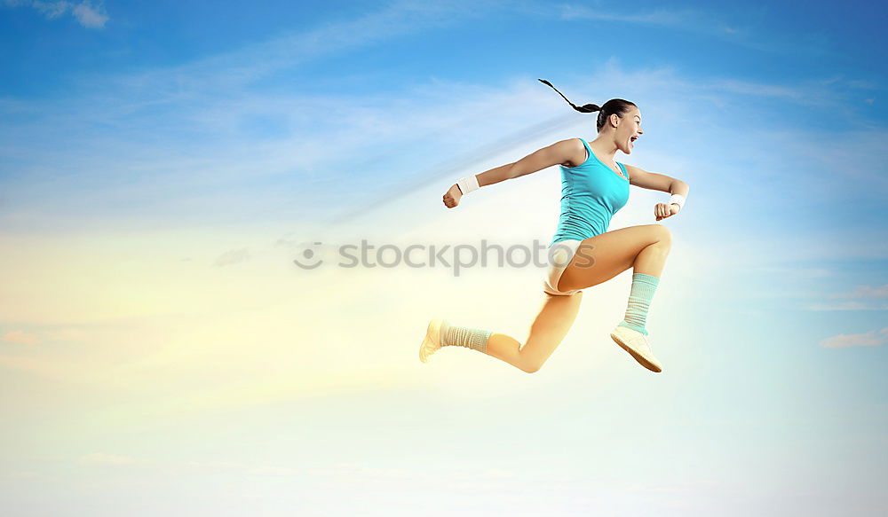 Similar – Image, Stock Photo Fitness woman doing skipping workout with jump rope