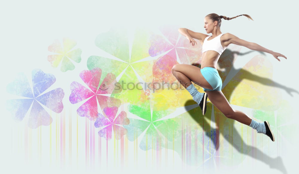 Similar – Woman jumping in studio