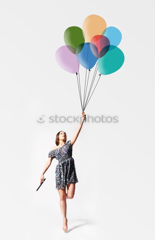 Similar – Image, Stock Photo A girl stretching arms and throwing Color powder