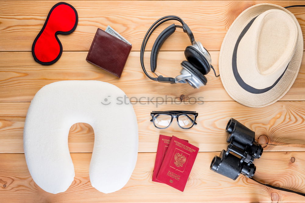 Similar – Image, Stock Photo shoes, notepad, watch, glasses and vintage keys