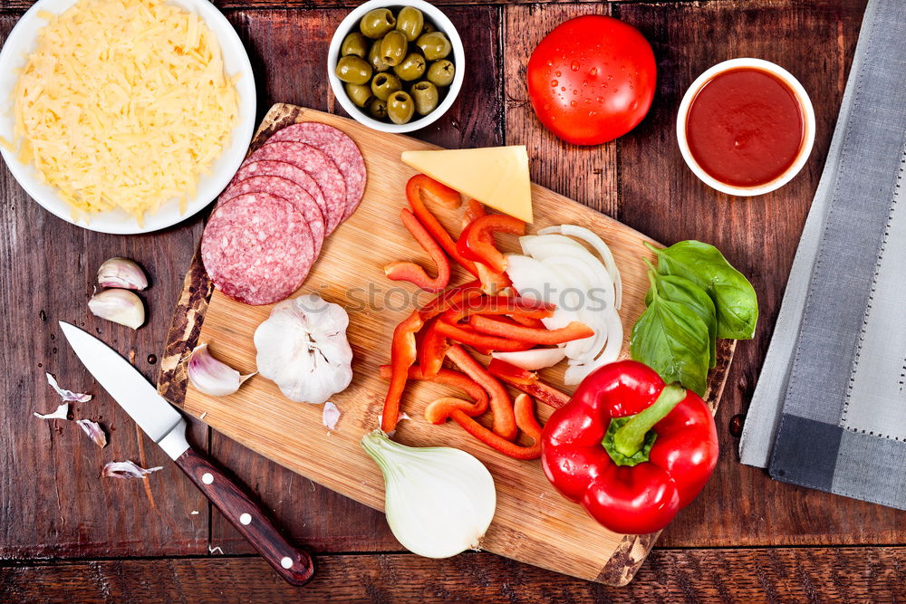 Fresh ingredients for homemade pizza