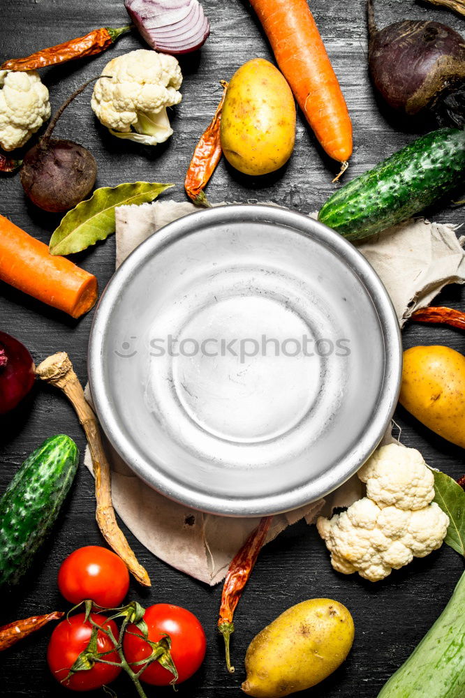 Similar – Image, Stock Photo Fresh vegetables from the garden and old pot