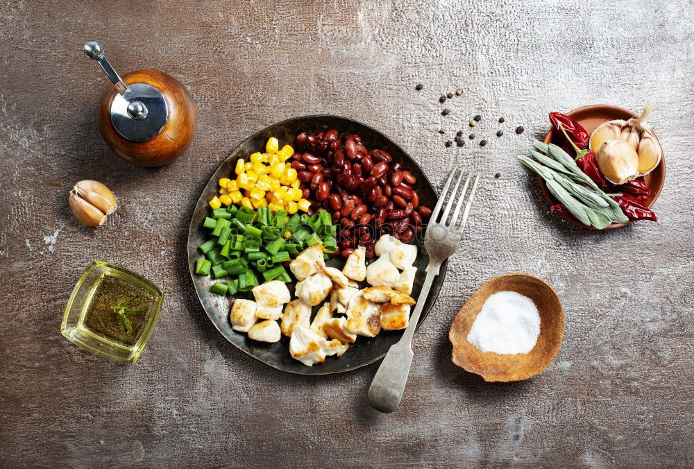 Similar – Whole wheat pasta, vegetables, herbs and olive oil